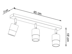 Sollux Lighting Lámparas de techo Alvor moderno de acero - 3 fuentes luminosas 3000K - L.45 x A.18 cm - oro Negro