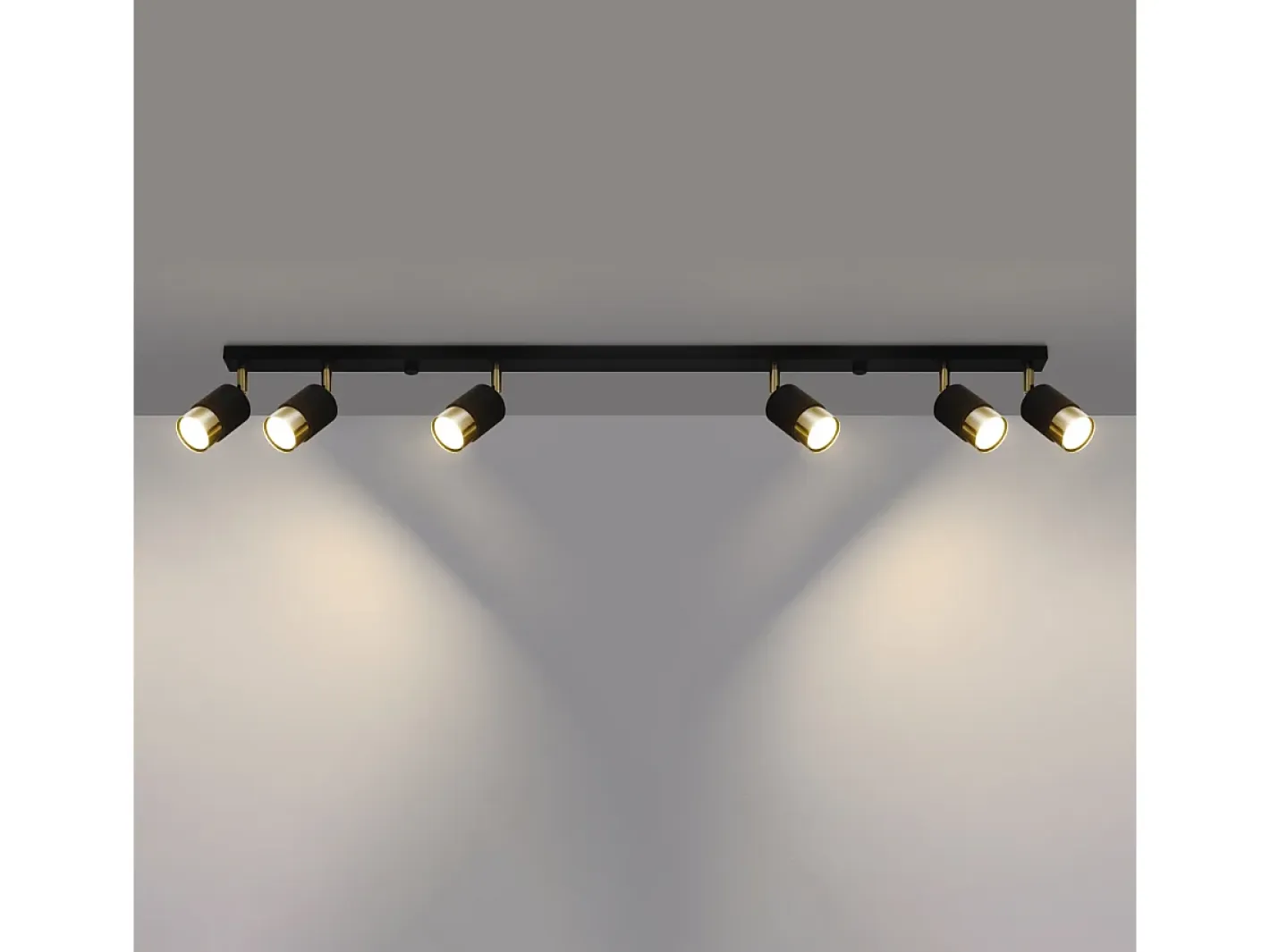 New Sollux Lighting Lámparas de techo Alvor moderno de acero - 6 fuentes luminosas 4000K - L.117 x A.18 cm - oro Negro