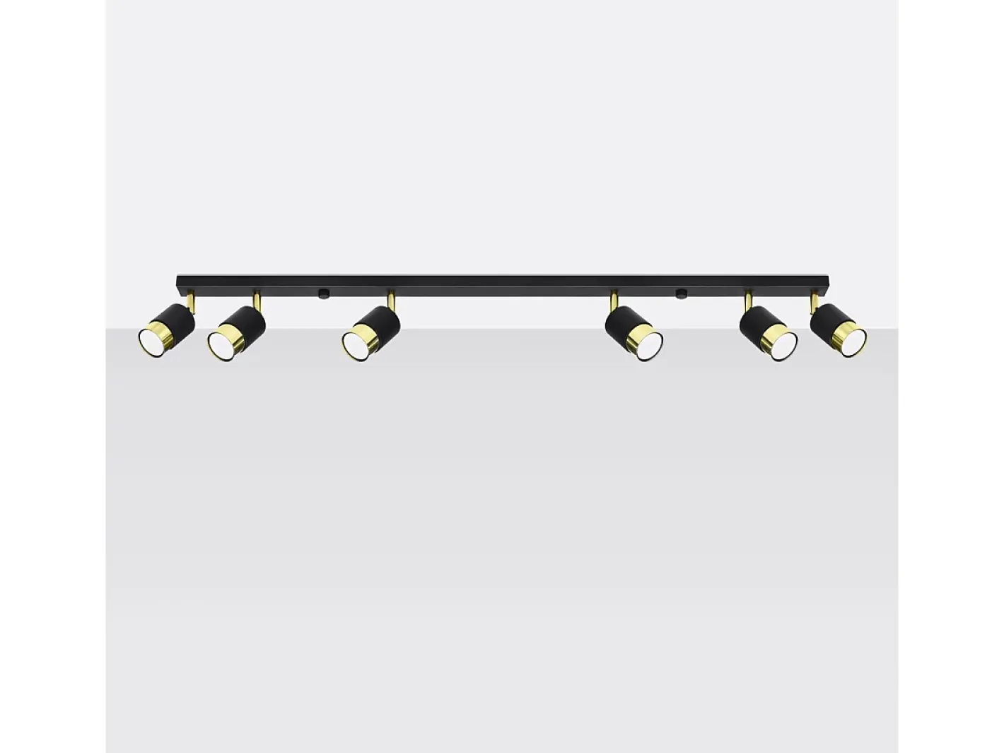 Sollux Lighting Plafón-Lámparas de techo Alvor moderno de acero - 6 fuentes luminosas 3000K - L.117 x A.18 cm - oro Negro