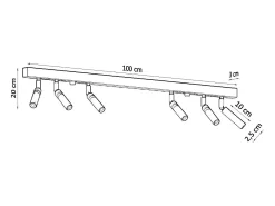 Best Sollux Lighting Lámparas de techo Astix moderno de aluminio - 6 fuentes luminosas 4000K - L.100 x A.20 cm - Negro
