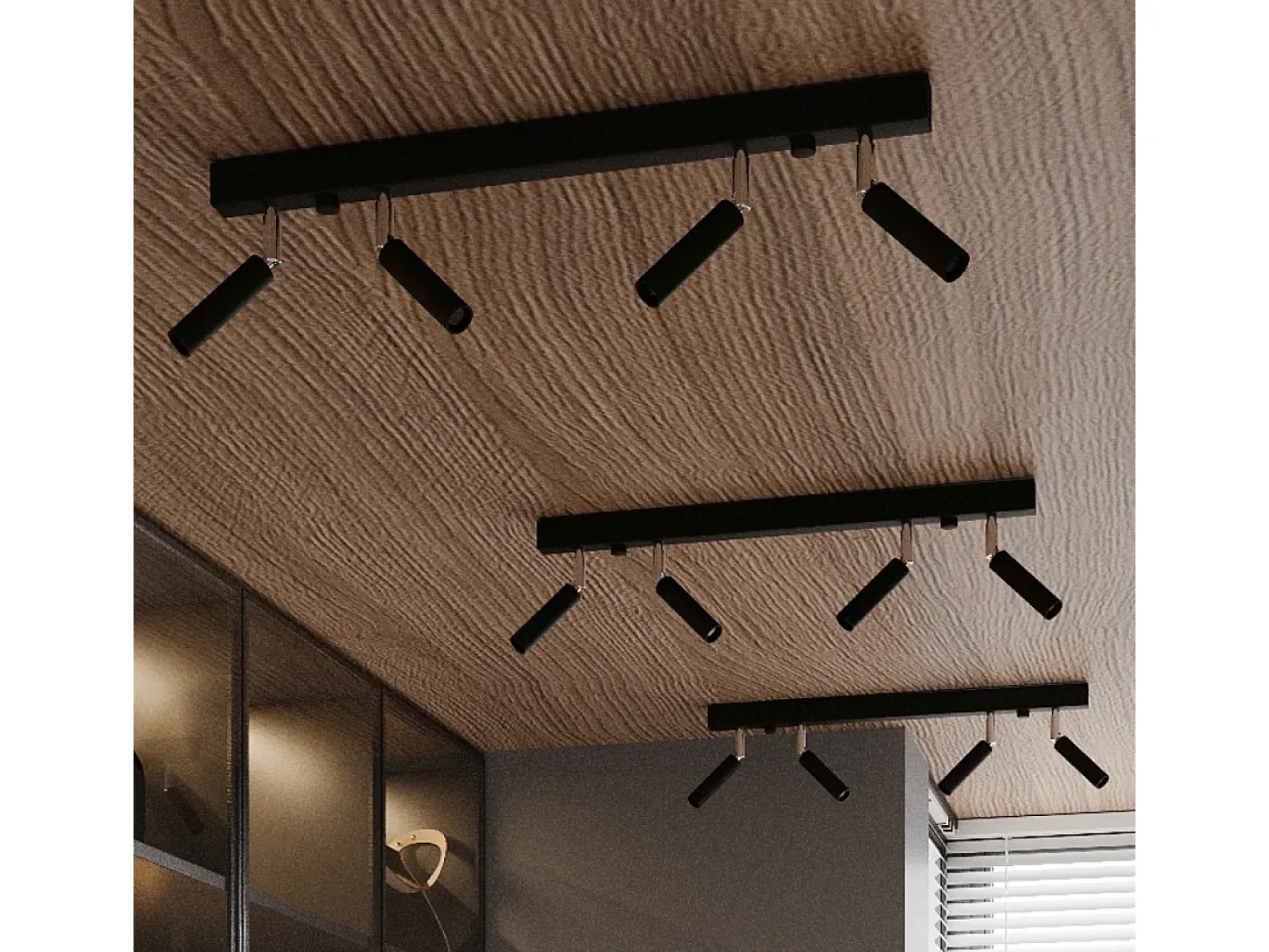 Sollux Lighting Lámparas de techo Astix moderno de aluminio - 4 fuentes luminosas 3000K - L.60 x A.20 cm - Negro Hot