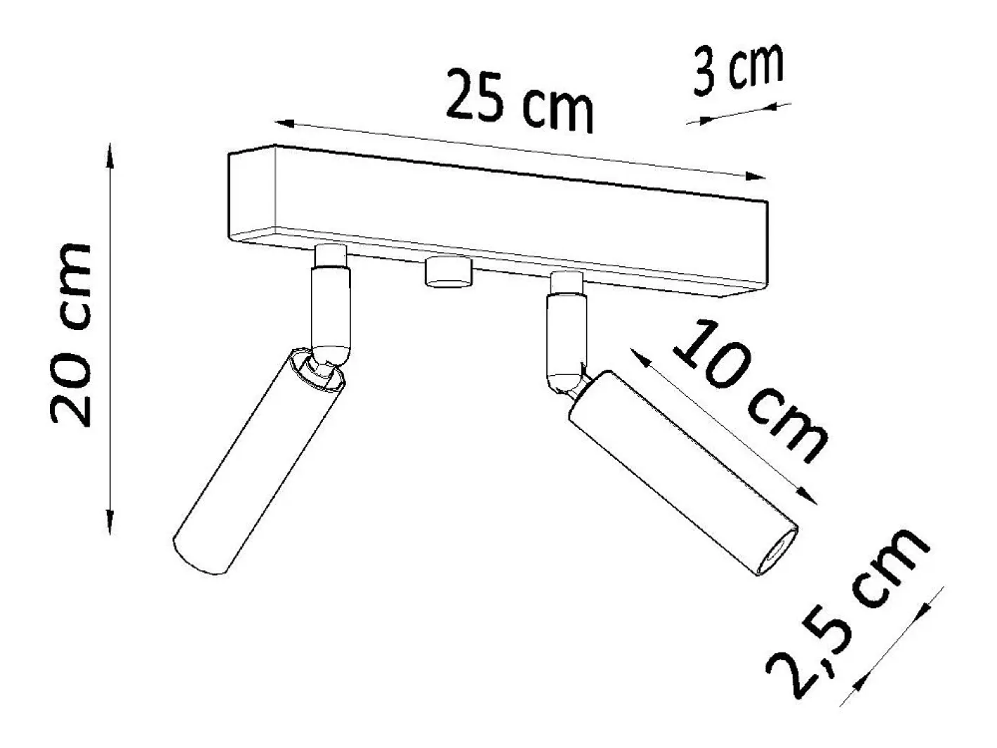 Sollux Lighting Plafón-Lámparas de techo Astix moderno de aluminio - 2 fuentes luminosas 3000K - L.25 x A.20 cm - Blanco