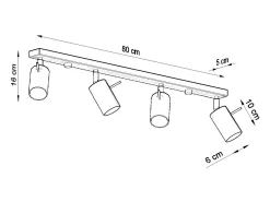 Sollux Lighting Lámparas de techo Briix moderno de acero - 4 fuentes luminosas 3000K - L.80 x A.16 cm - Blanco Outlet