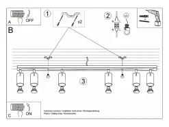 Sollux Lighting Lámparas de techo Briix moderno de acero - 6 fuentes luminosas 4000K - L.118 x A.16 cm - Blanco New