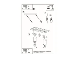 Sollux Lighting Plafón-Lámparas de techo Briix moderno de acero - 2 fuentes luminosas 3000K - L.30 x A.16 cm - cromo Gris