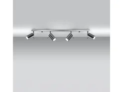 Sollux Lighting Plafón-Lámparas de techo Briix moderno de acero - 4 fuentes luminosas 4000K - L.80 x A.16 cm - cromo Gris