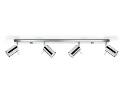 Sale Sollux Lighting Lámparas de techo Briix moderno de acero - 4 fuentes luminosas 3000K - L.80 x A.16 cm - cromo Gris