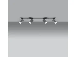 Sollux Lighting Plafón-Lámparas de techo Briix moderno de acero - 4 fuentes luminosas 4000K - L.80 x A.16 cm - Gris