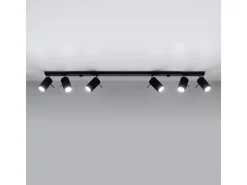 Sollux Lighting Plafón-Lámparas de techo Briix moderno de acero - 6 fuentes luminosas 3000K - L.118 x A.16 cm - Negro
