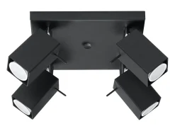 Best Sollux Lighting Lámparas de techo Briow moderno de acero - 4 fuentes luminosas 3000K - L.25 x A.16 cm - Negro