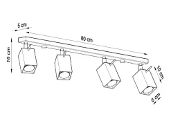 Sollux Lighting Plafón-Lámparas de techo Briow moderno de acero - 4 fuentes luminosas 3000K - L.80 x A.16 cm - Negro