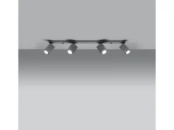 Sollux Lighting Plafón-Lámparas de techo Briow moderno de acero - 4 fuentes luminosas 4000K - L.80 x A.16 cm - Gris
