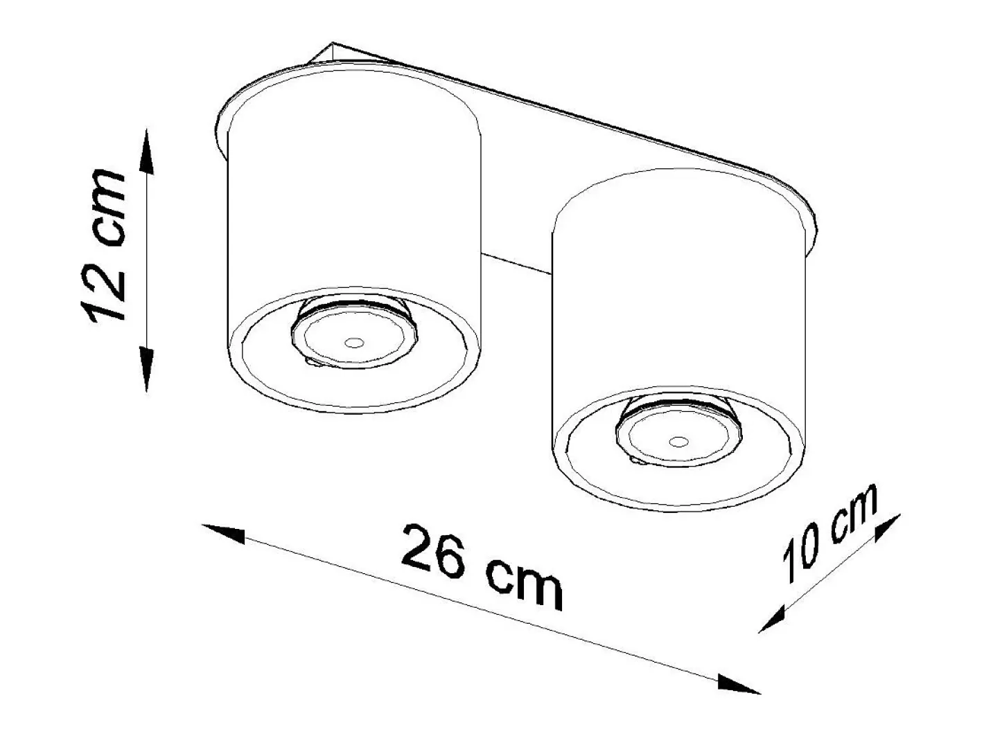 Best Sollux Lighting Lámparas de techo Celeris moderno de aluminio - 2 fuentes luminosas 3000K - L.26 x A.12 cm - Negro