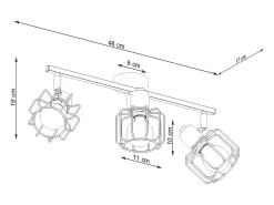 Sollux Lighting Lámparas de techo Celubi moderno de acero - 3 fuentes luminosas 3000K - L.48 x A.19 cm - Negro Hot