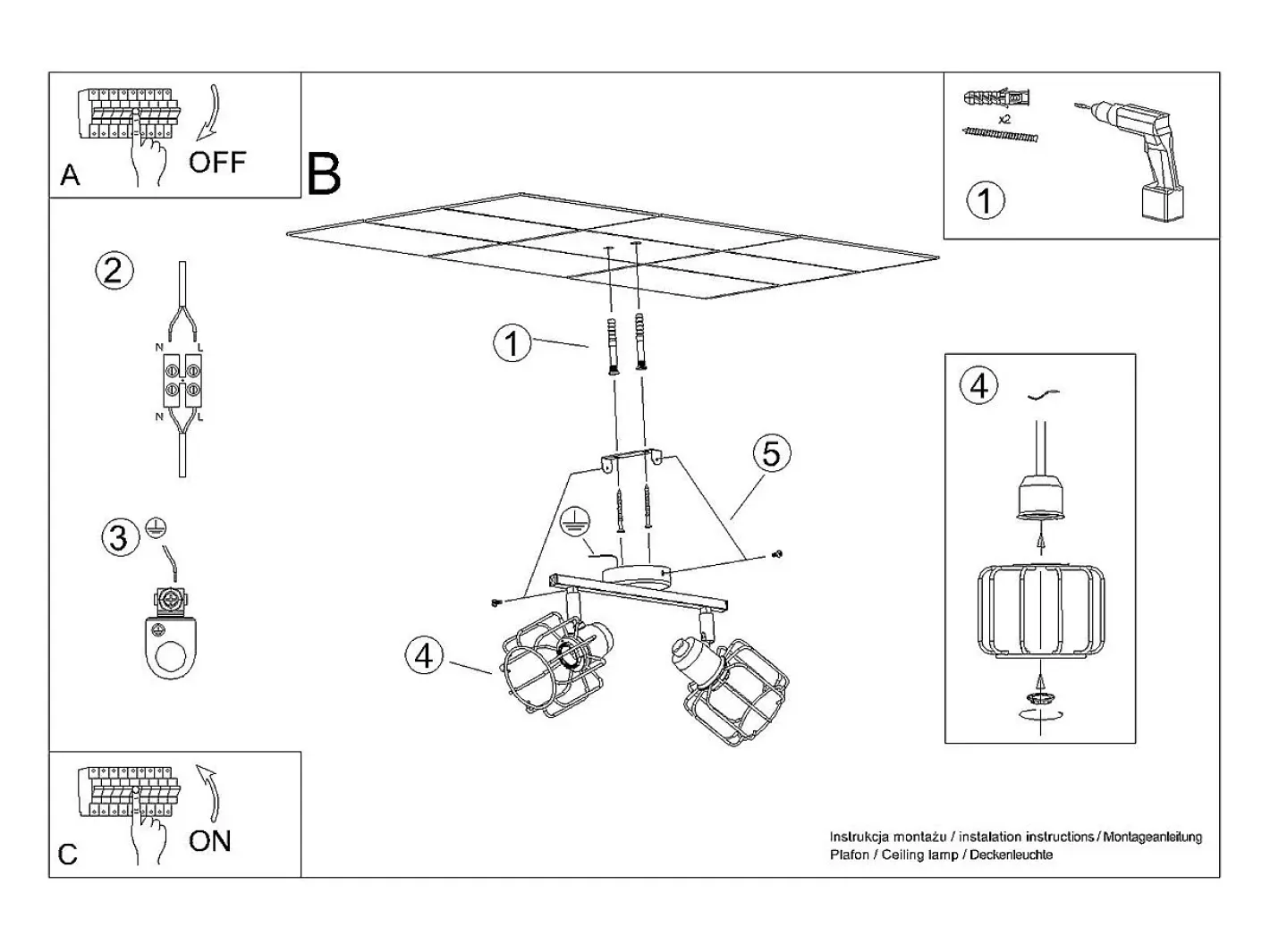 Sollux Lighting Lámparas de techo Celubi moderno de acero - 2 fuentes luminosas 3000K - L.27 x A.19 cm - Blanco Outlet