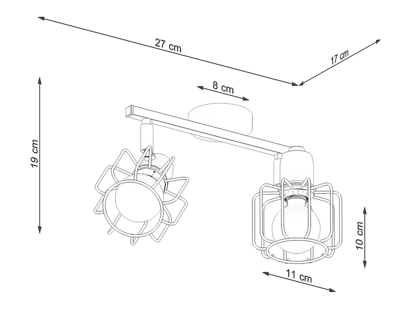 Sollux Lighting Lámparas de techo Celubi moderno de acero - 2 fuentes luminosas 3000K - L.27 x A.19 cm - Blanco Outlet