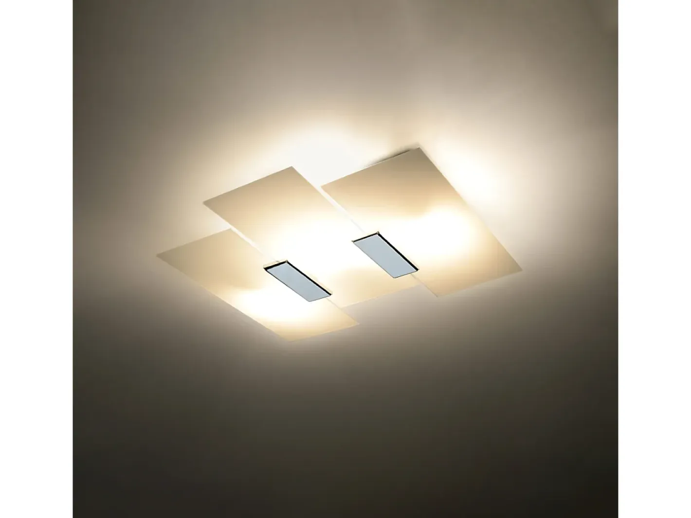 Sollux Lighting Plafón-Lámparas de techo Fabulario moderno de acero/vidrio - 3 fuentes luminosas 4000K - L.40 x A.7 cm - cromo/blanco Gris