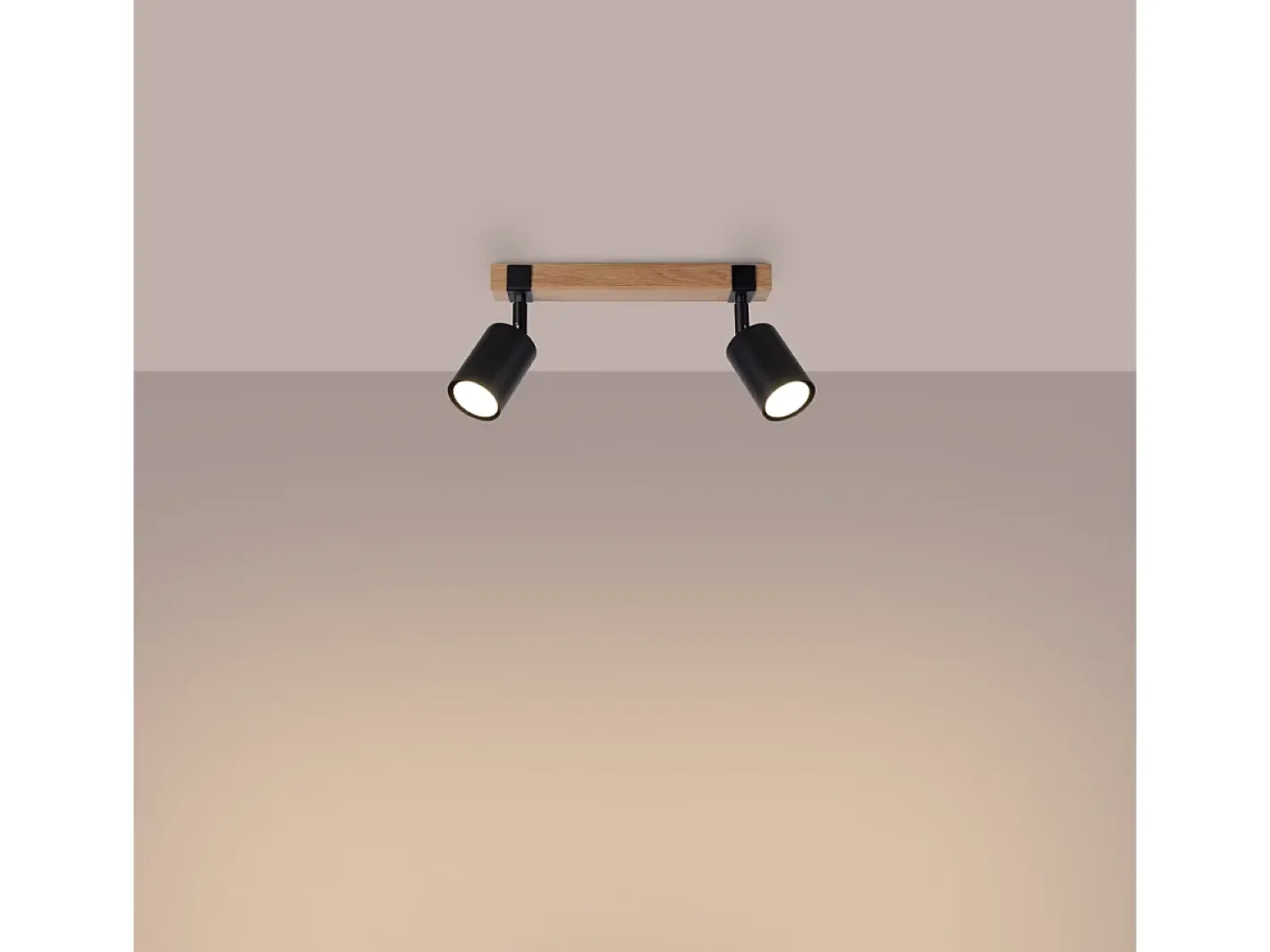 Sollux Lighting Lámpara Suspendida-Lámparas De Techo Fager Escandinavo De Acero/Madera Natural - 2 Fuentes Luminosas - L.38 X A.17,2 Cm - /Madera Natural Negro