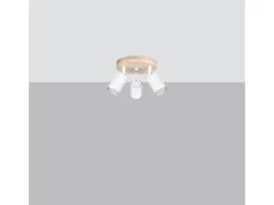 Sollux Lighting Plafón-Lámparas de techo Flare escandinavo de acero/madera - 3 fuentes luminosas 3000K - L.33 x A.17 cm - madera blanca Blanco