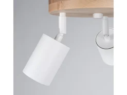 Sollux Lighting Plafón-Lámparas de techo Flare escandinavo de acero/madera - 3 fuentes luminosas 3000K - L.33 x A.17 cm - madera blanca Blanco