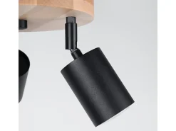 Sollux Lighting Lámparas de techo Flare escandinavo de acero/madera - 3 fuentes luminosas 4000K - L.33 x A.17 cm - madera negra Negro Outlet