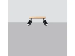 Sollux Lighting Lámparas de techo Flare moderno de acero/madera - 2 fuentes luminosas 3000K - L.46 x A.17,5 cm - madera negra Negro New