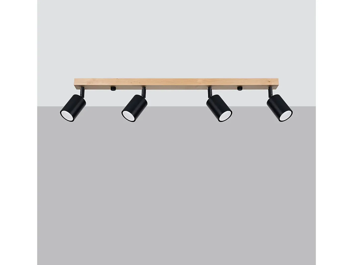 New Sollux Lighting Lámparas de techo Flare moderno de acero/madera - 4 fuentes luminosas 3000K - L.96 x A.17,5 cm - madera negra Negro
