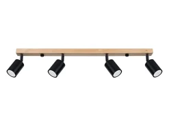 New Sollux Lighting Lámparas de techo Flare moderno de acero/madera - 4 fuentes luminosas 3000K - L.96 x A.17,5 cm - madera negra Negro