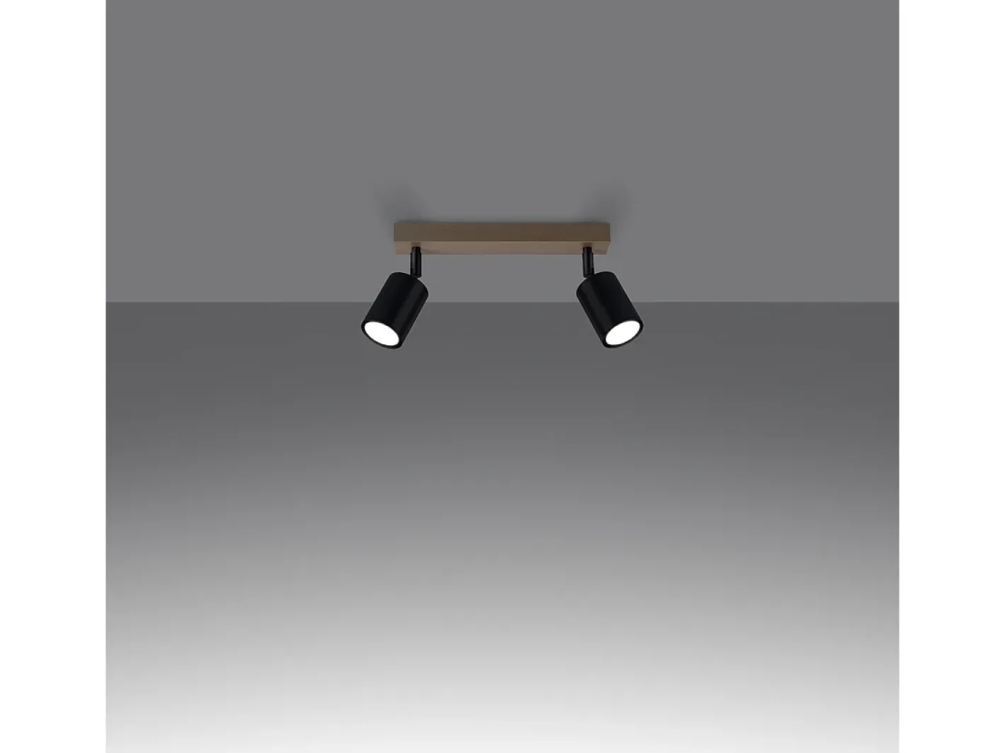Sollux Lighting Plafón-Lámparas de techo Flare moderno de acero/madera - 2 fuentes luminosas 4000K - L.46 x A.17,5 cm - madera negra Negro