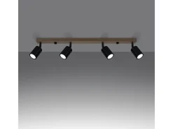 Online Sollux Lighting Lámparas de techo Flare moderno de acero/madera - 4 fuentes luminosas 4000K - L.96 x A.17,5 cm - madera negra Negro