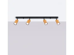 Sollux Lighting Plafón-Lámparas de techo Glois moderno de acero - 4 fuentes luminosas 3000K - L.82 x A.18,5 cm - /cobre Negro