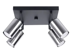 Sollux Lighting Plafón-Lámparas de techo Glois moderno de acero - 4 fuentes luminosas 4000K - L.25 x A.19 cm - /cromo Negro