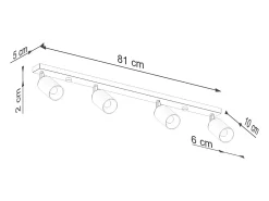 Sollux Lighting Plafón-Lámparas de techo Glois moderno de acero - 4 fuentes luminosas 3000K - L.82 x A.18,5 cm - oro Negro