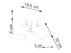 Sollux Lighting Lámparas de techo Glois moderno de acero - 3 fuentes luminosas 3000K - L.19,5 x A.20 cm - oro Negro