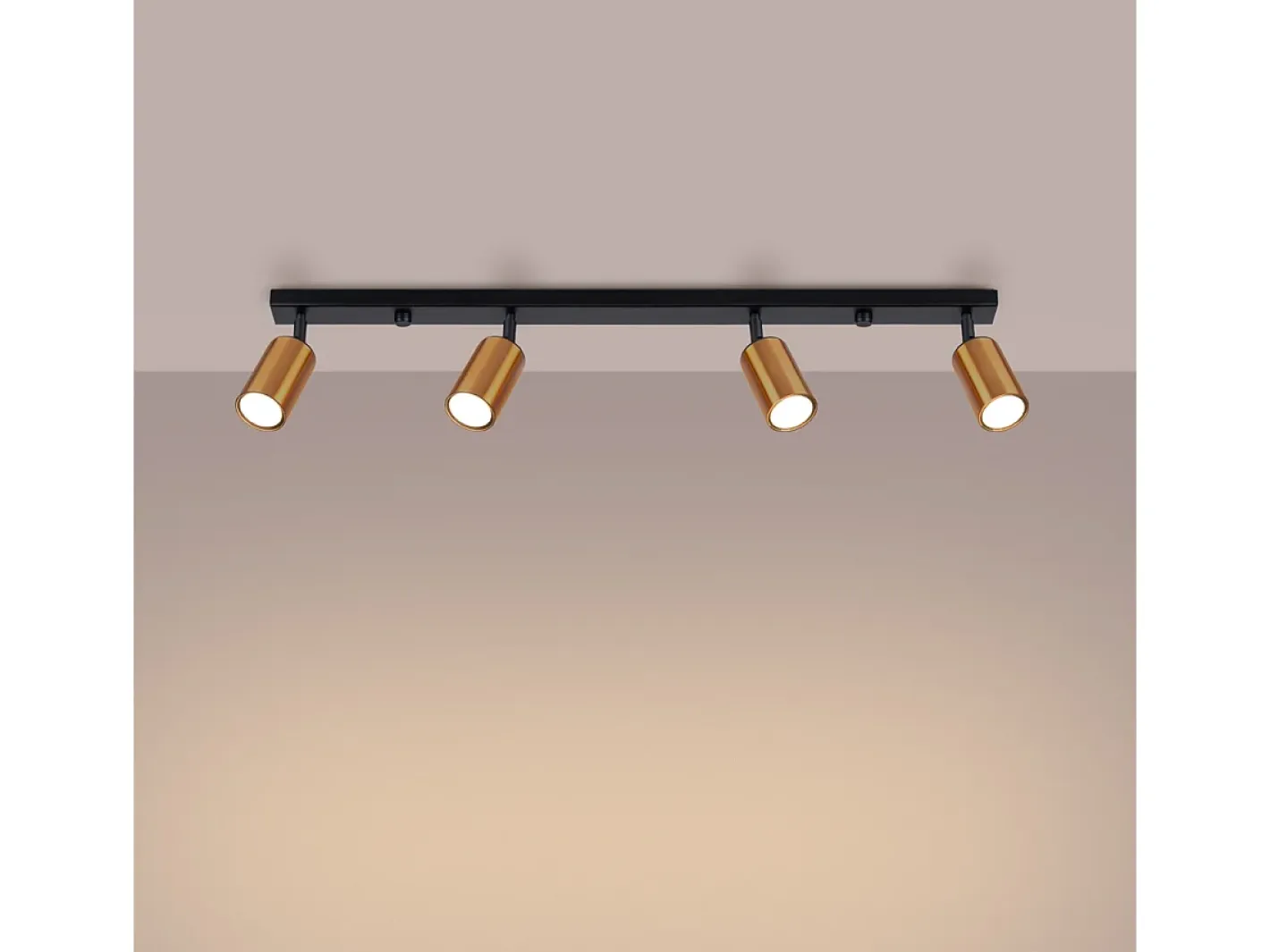 Outlet Sollux Lighting Lámparas de techo Glois moderno de acero - 4 fuentes luminosas 4000K - L.82 x A.18,5 cm - /cobre Negro
