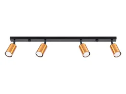 Outlet Sollux Lighting Lámparas de techo Glois moderno de acero - 4 fuentes luminosas 4000K - L.82 x A.18,5 cm - /cobre Negro
