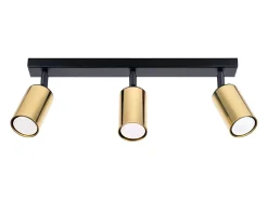 Sollux Lighting Plafón-Lámparas de techo Glois moderno de acero - 3 fuentes luminosas 3000K - L.45 x A.18,5 cm - oro Negro