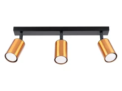 Best Sollux Lighting Lámparas de techo Glois moderno de acero - 3 fuentes luminosas 4000K - L.45 x A.18,5 cm - /cobre Negro