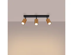 Best Sollux Lighting Lámparas de techo Glois moderno de acero - 3 fuentes luminosas 4000K - L.45 x A.18,5 cm - /cobre Negro