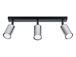 Sollux Lighting Plafón-Lámparas de techo Glois moderno de acero - 3 fuentes luminosas 3000K - L.45 x A.18,5 cm - /cromo Negro