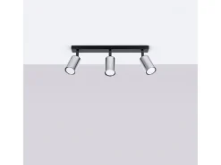 Sollux Lighting Plafón-Lámparas de techo Glois moderno de acero - 3 fuentes luminosas 3000K - L.45 x A.18,5 cm - /cromo Negro