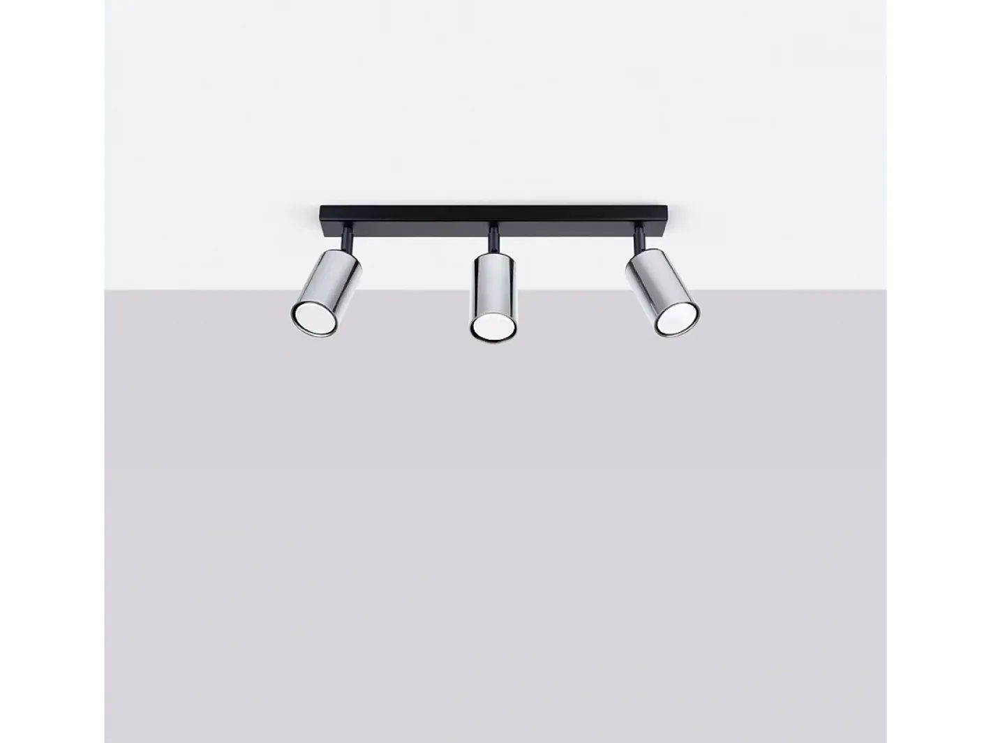 Sollux Lighting Plafón-Lámparas de techo Glois moderno de acero - 3 fuentes luminosas 3000K - L.45 x A.18,5 cm - /cromo Negro