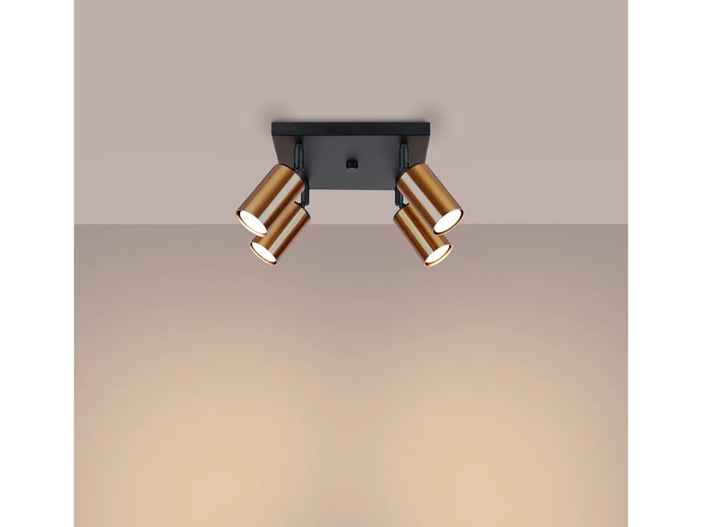 Clearance Sollux Lighting Lámparas de techo Glois moderno de acero - 4 fuentes luminosas 4000K - L.25 x A.19 cm - /cobre Negro