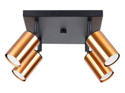 Clearance Sollux Lighting Lámparas de techo Glois moderno de acero - 4 fuentes luminosas 4000K - L.25 x A.19 cm - /cobre Negro