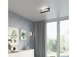 Sollux Lighting Plafón-Lámparas de techo Ignis escandinavo de madera/vidrio - 2 fuentes luminosas 3000K - L.43 x A.12 cm - wengué Beige