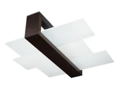 Sollux Lighting Plafón-Lámparas de techo Ignis escandinavo de madera/vidrio - 2 fuentes luminosas 3000K - L.43 x A.12 cm - wengué Beige