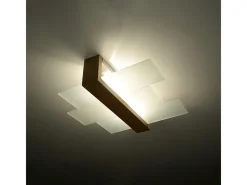 Sollux Lighting Lámparas de techo Ignis escandinavo de madera/vidrio - 2 fuentes luminosas 4000K - L.43 x A.12 cm - madera natural Color natural claro