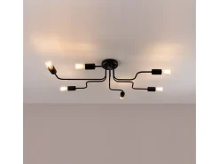 Online Sollux Lighting Lámparas de techo Infinix industrial de acero - 6 fuentes luminosas 4000K - L.80 x A.15,5 cm - Negro
