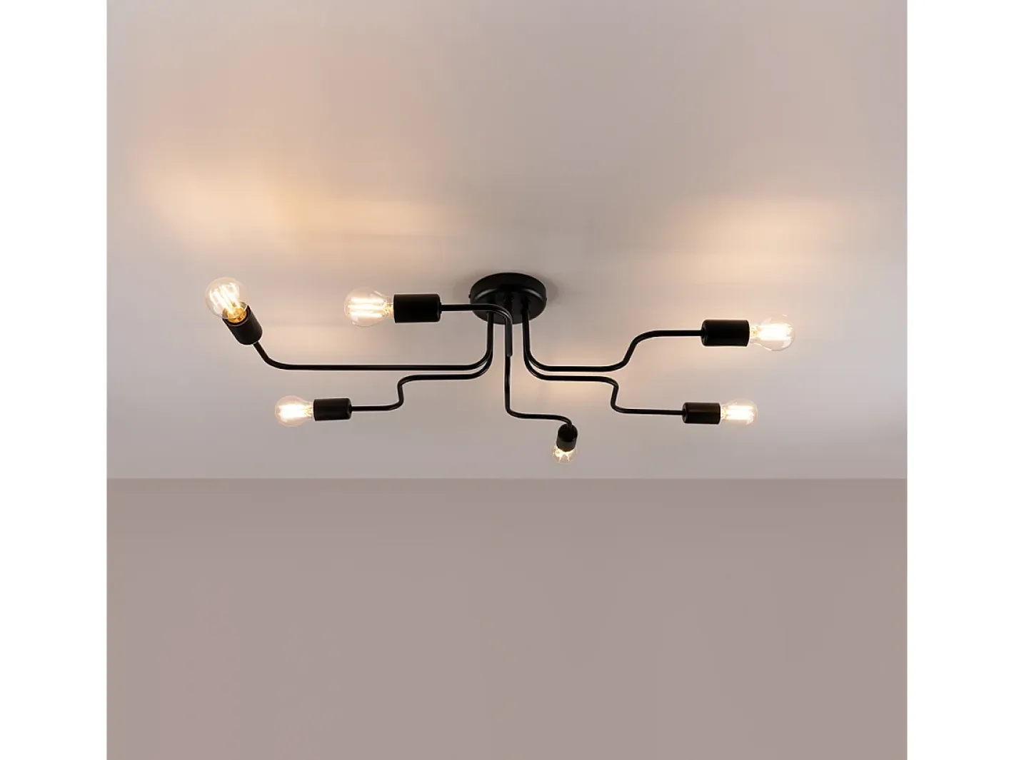Online Sollux Lighting Lámparas de techo Infinix industrial de acero - 6 fuentes luminosas 4000K - L.80 x A.15,5 cm - Negro