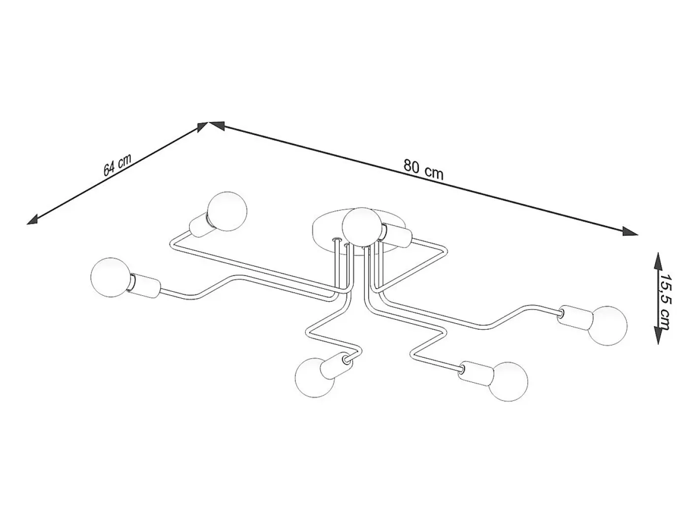Online Sollux Lighting Lámparas de techo Infinix industrial de acero - 6 fuentes luminosas 4000K - L.80 x A.15,5 cm - Negro
